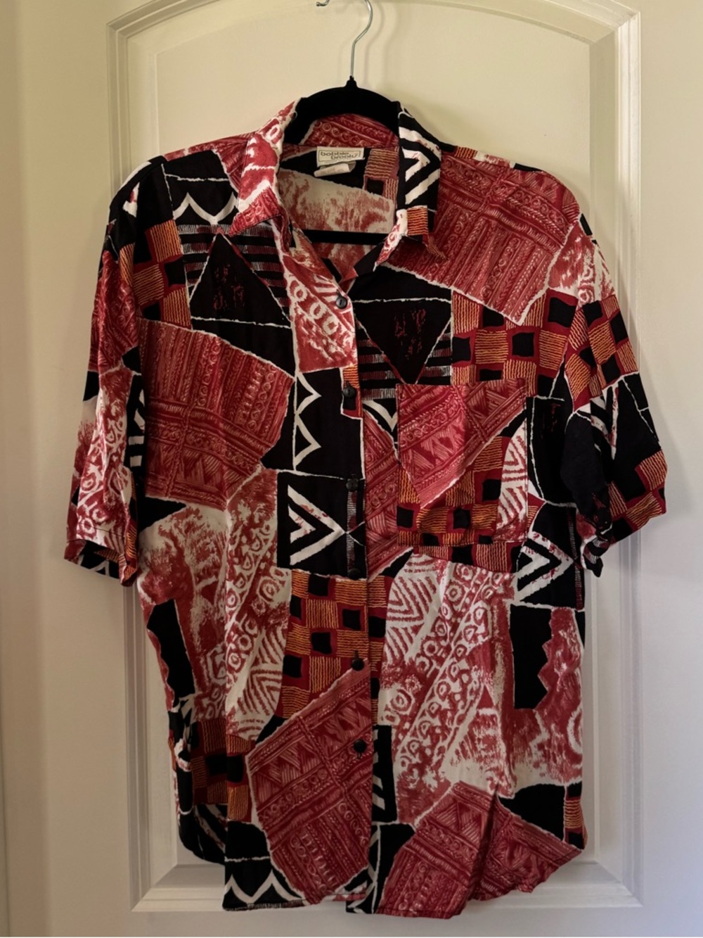 Vintage Bobbie Brooks Patterned Short Sleeve Top - Size M